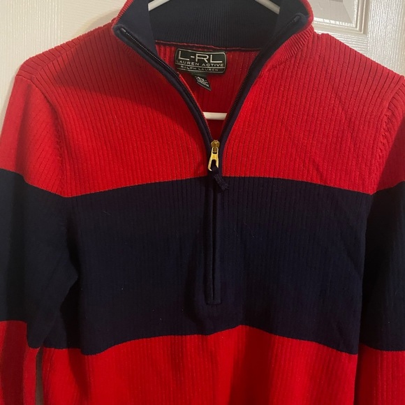 Lauren Ralph Lauren Y2K Color Block Ribbed Half Zip Pullover Sweater - Picture 5 of 8